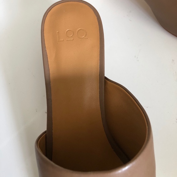 LoQ Tan Leather Mules Sz 6 37 Cylinder Heel - Picture 5 of 9